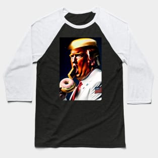 Donald Trump eating a Donut Baseball T-Shirt